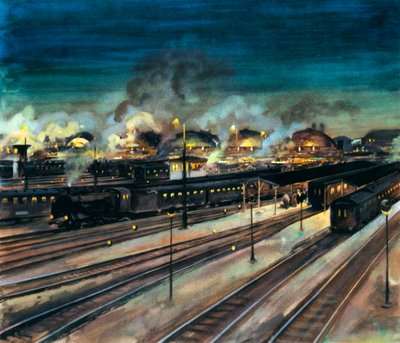 Ferrocarriles alemanes - Estación central de Múnich de noche de Rudolf Lipus