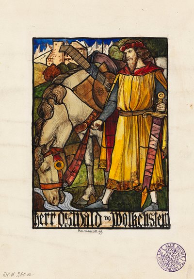Oswald von Wolkenstein Diseño para vidrieras, 1899 de Rudolf Schiestl