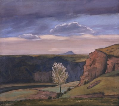 Vista desde Žalov hacia la montaña Říp de Rudolf Vejrych
