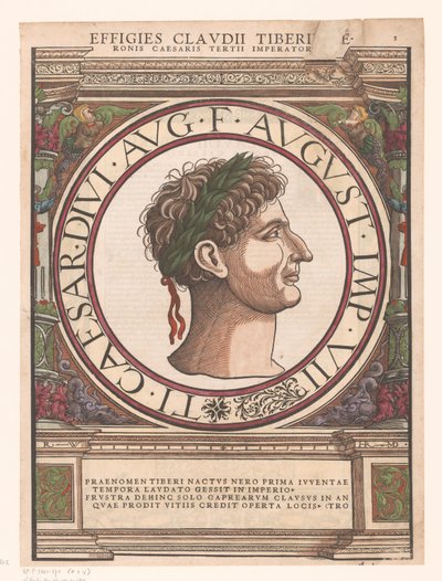 Retrato de Claudio Tiberio en marco arquitectónico de Rudolf Wyssenbach