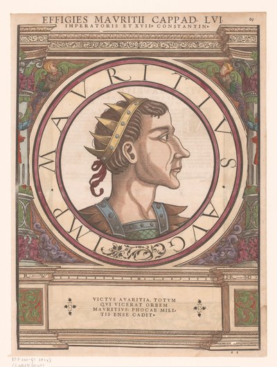 Retrato de Mauricio Capadocio en marco arquitectónico de Rudolf Wyssenbach