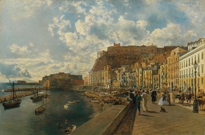 En la playa de Santa Lucia en Nápoles de Rudolf von Alt