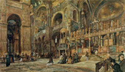 Interior de la Basílica de San Marcos en Venecia de Rudolf von Alt