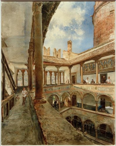 Patio interior del Castello del Buonconsiglio en Trento de Rudolf von Alt