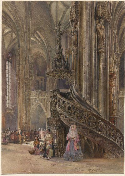 El interior de la catedral de San Esteban en Viena de Rudolf von Alt