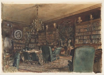 La Biblioteca en el Apartamento del Conde Lanckoronski en Viena, Riemergasse 8 de Rudolf von Alt