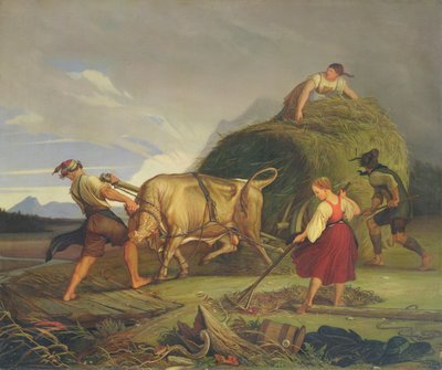 Cosechando el heno antes de la tormenta, 1844 de Rudolph Friedrich Wasmann