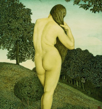 Desnudo de pie en un paisaje de Rudolph Riemerschmid