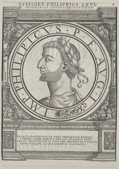 El emperador romano de Oriente Philippikos Bardanes (huella) de Rudolph Wyssenbach