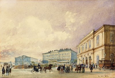 La estación sur, Viena; Der Südbahnhof, Wien, 1852 de Rudolf von Alt
