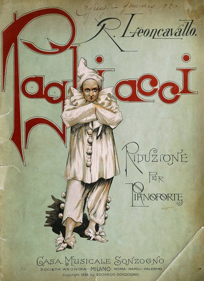 Portada de la reducción para piano de Pagliacci de Ruggero Leoncavallo
