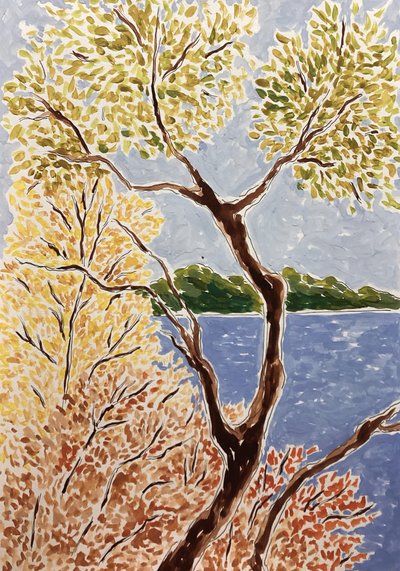 Paisaje otoñal del lago de Rushati Chowdhury
