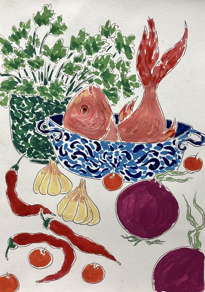 Pescado fresco y verduras de Rushati Chowdhury
