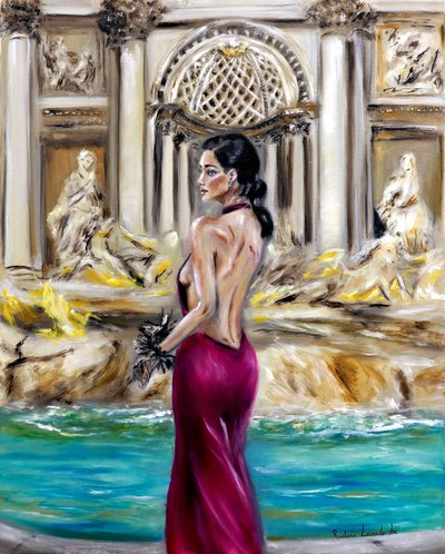 En la Fontana de Trevi, 2022 (óleo sobre lienzo) de Ruslana Levandovska