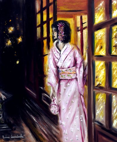 Luciérnagas en Kioto, 2022 (óleo sobre lienzo) de Ruslana Levandovska
