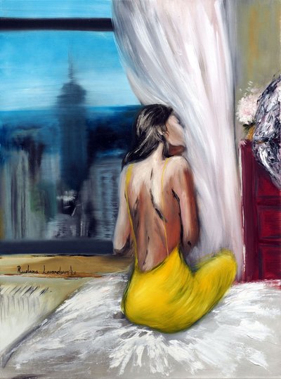 Pillow Talk, 2022 (óleo sobre lienzo) de Ruslana Levandovska