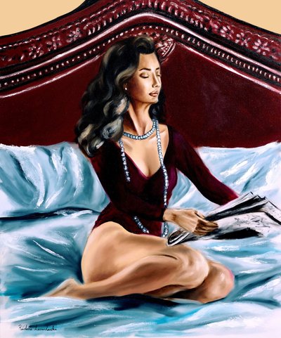 El lector II, 2023 (óleo sobre lienzo) de Ruslana Levandovska