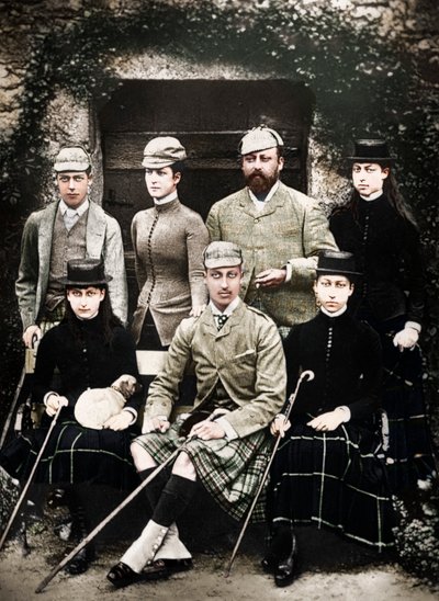 El Príncipe y la Princesa de Gales en traje de caza, 1900 de Russell and Sons