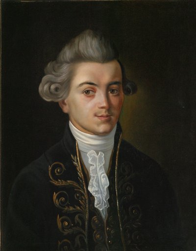 Retrato del fabulista Ivan Khemnitser, 1745-1784, pintura rusa del siglo XIX de Russian Master.