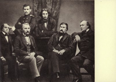 L N Tolstoi con escritores-colaboradores de la revista "Sovremennik", Petersburgo de Russian Photographer