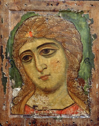 Arcángel Gabriel (Ángel con Cabello Dorado) icono ruso, siglo XII de Russian School