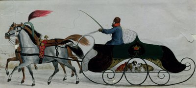 Trineo tirado por caballos (detalle) de Russian School