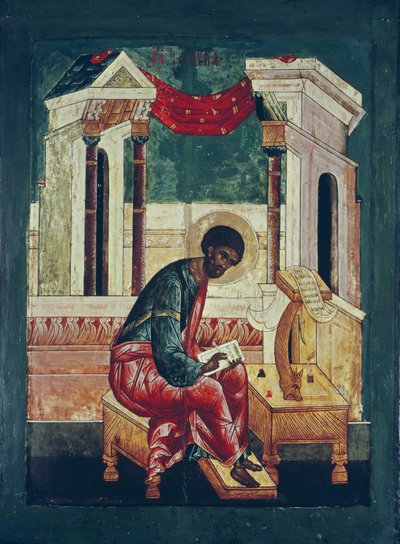 Icono de San Lucas el Evangelista (temple sobre tabla) de Russian School