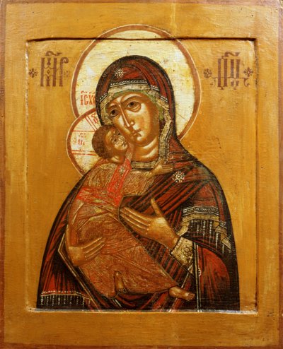 Madre de Dios de Vladímir, icono del noroeste de Rusia, finales del siglo XVII de Russian School