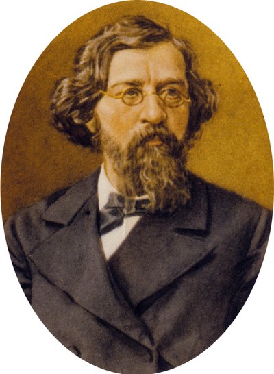 Nikolay Gavrilovich Chernychevsky (litografía en color) de Russian School