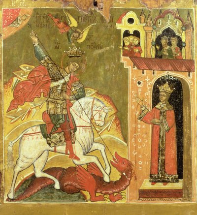 San Jorge y el Dragón, Ucrania, finales del siglo XVI de Russian School