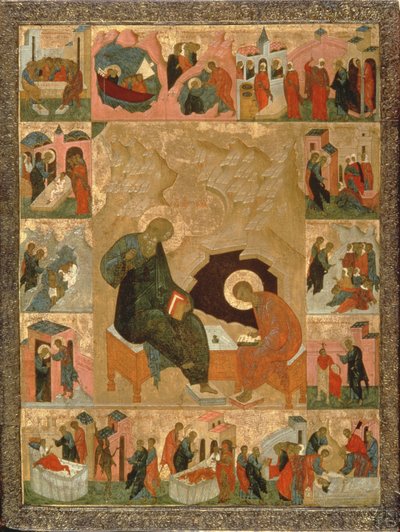 San Juan Evangelista y su escriba, c.1500 de Russian School