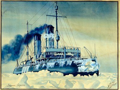 La brisa helada de Krasin entre los bloques de hielo del Mar de Barents (Océano Ártico) de Russian School