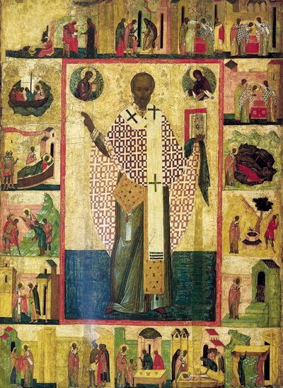 San Nicolás de Zaraisk con escenas de su vida, principios del siglo XVI de Russian icon.