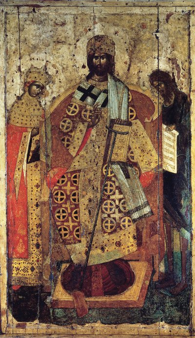 El Rey de Reyes a la derecha, siglo XIV de Russian icon.