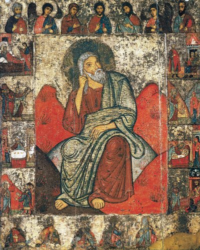 El Profeta Elías en el Desierto con Escenas de su Vida y Deesis, siglo XIII - primer tercio del siglo XIV de Russian icon.