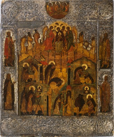 La Revelación de la Virgen María a San Alejandro Svirsky de Russian icon.