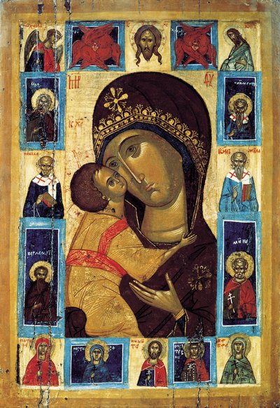 La Virgen Eleusa con santos seleccionados, principios del siglo XVI de Russian icon.