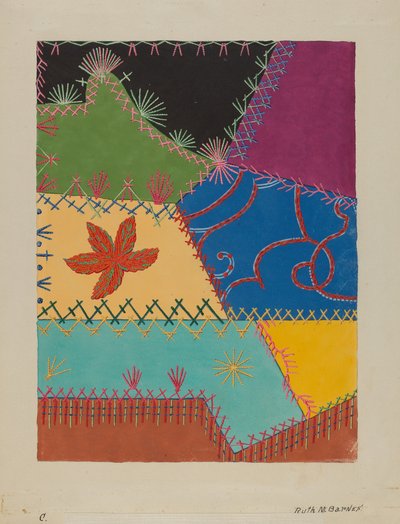 Detalle de colcha loca, c. 1939 de Ruth M Barnes