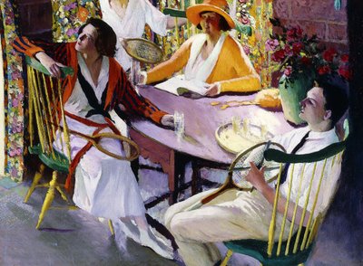 Después del tenis, c.1921-25 (óleo sobre tabla) de Rutherford Boyd