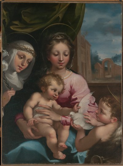 Virgen y el Niño con el joven San Juan Bautista y Santa Catalina de Siena de Rutilio Manetti