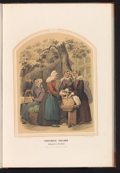 Traje tradicional de Schouwen y Duiveland en Zelanda, 1857 Provincia de Zelanda. Schouwen en Duiveland / XXVII (título sobre objeto) de Ruurt de Vries