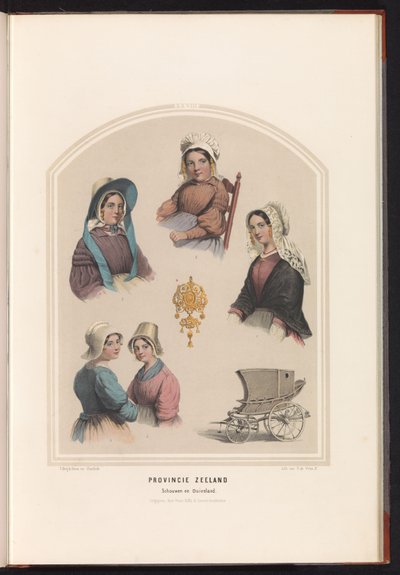 Traje tradicional de Schouwen y Duiveland en Zelanda, 1857 Provincia de Zelanda. Schouwen en Duiveland / XXVIII (título sobre objeto) de Ruurt de Vries