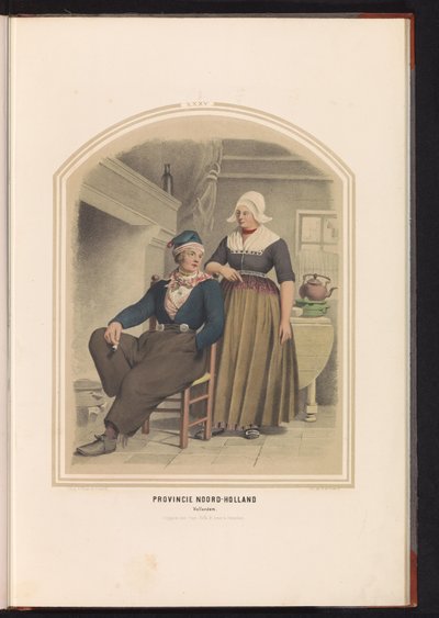 Traje tradicional de Volendam en Holanda Septentrional, 1857 Provincia de Holanda del Norte. Vollendam / XXXV (título sobre objeto) de Ruurt de Vries