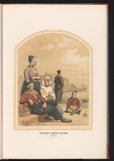 Traje tradicional de Volendam en Holanda Septentrional, 1857 Provincia de Holanda del Norte. Vollendam / XXXVI (título sobre objeto) de Ruurt de Vries