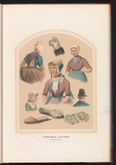 Traje tradicional de la isla de Walcheren en Zelanda, 1857 Provincia de Zelanda. Isla de Walcheren / XXXI (título sobre objeto) de Ruurt de Vries