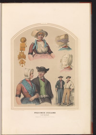 Traje tradicional de la isla de Zuid-Beveland en Zelanda, 1857 Provincia de Zelanda. South Beveland / XXXII (título sobre objeto) de Ruurt de Vries