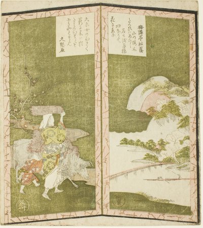 Paisaje y mujer de Ohara, de un hexaptych sin título que representa un par de biombos de Ryuryukyo Shinsai