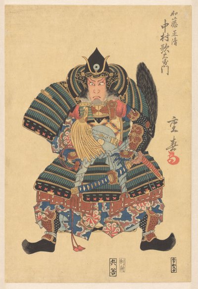 Nakamura Utaemon III como Katô Masakiyo en het toneelstuk 