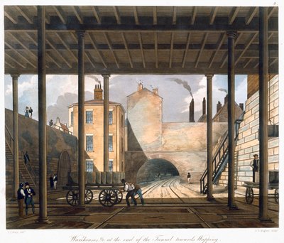 Almacenes, etc. al final del túnel hacia Wapping, Liverpool, 1832-1833 de SG Hughes