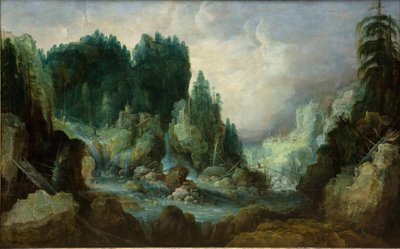 Paisaje rocoso con un río y una cascada de SMK 6187 Monogrammist IVDS